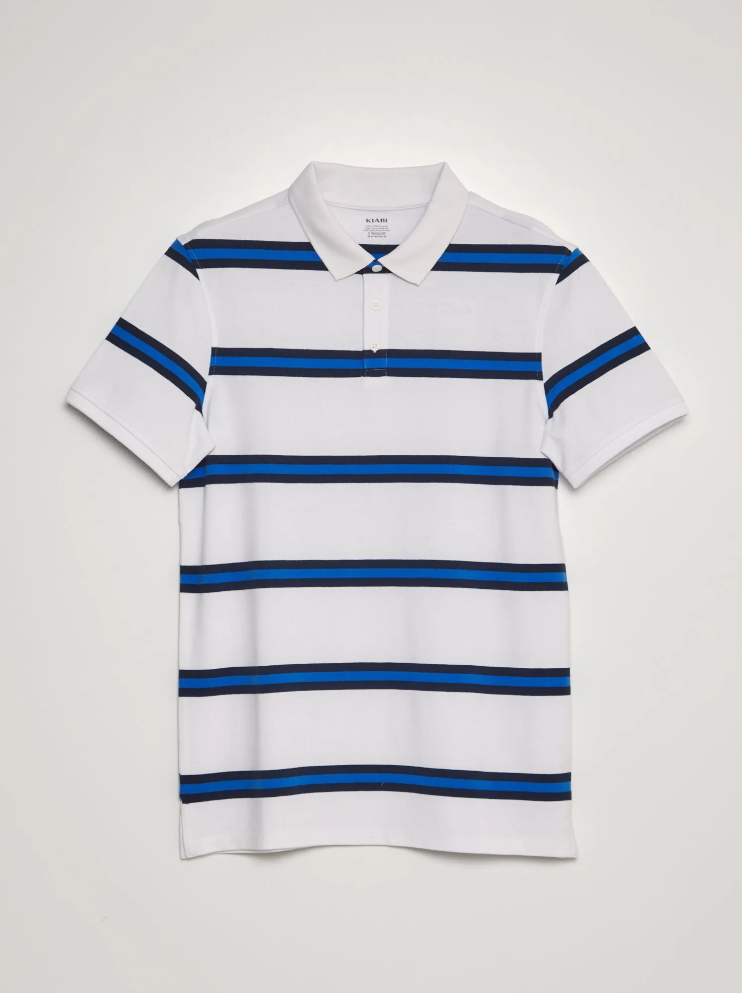 Polo a righe in piqué di cotone - bianco