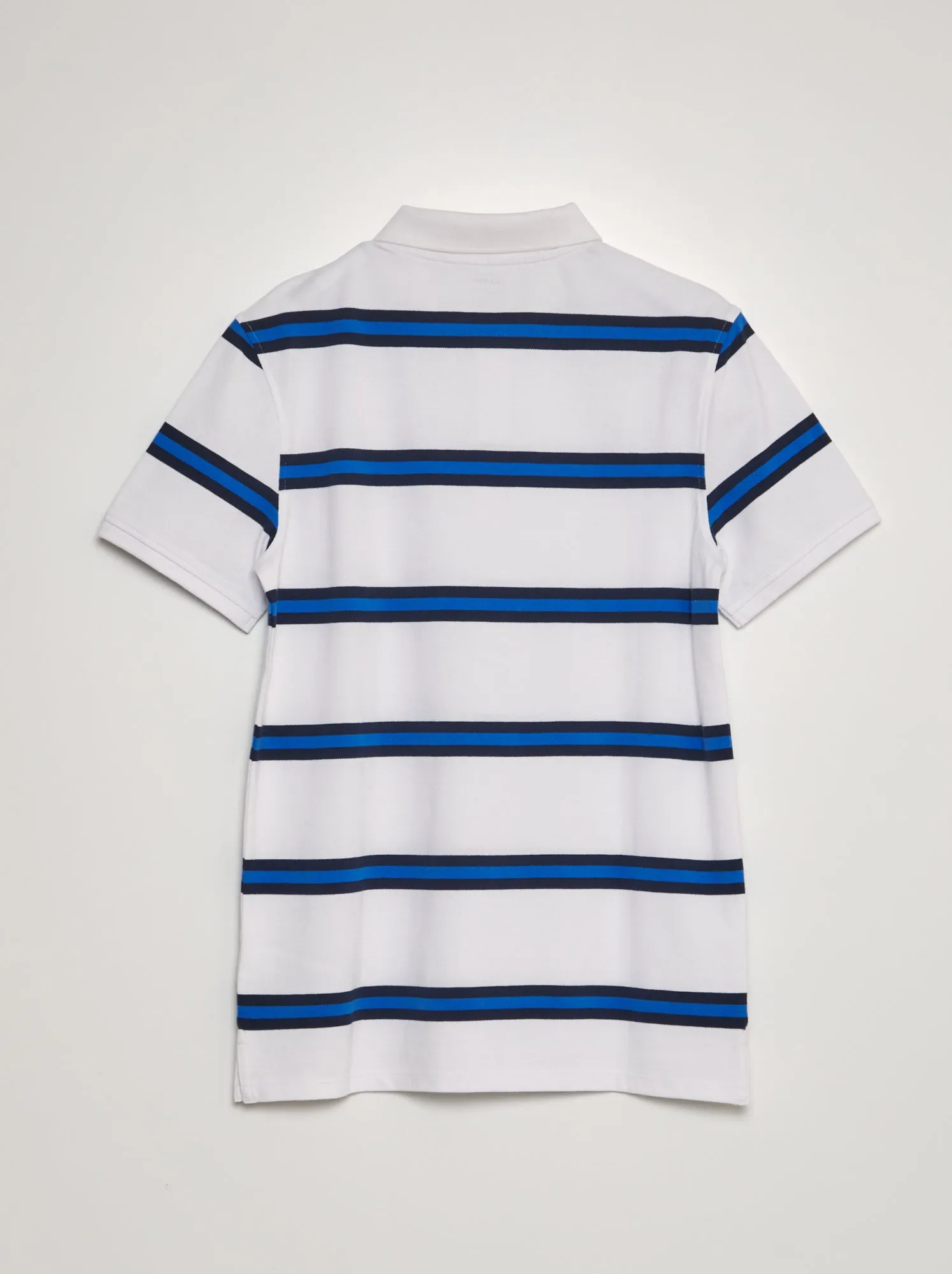 Polo a righe in piqué di cotone - bianco