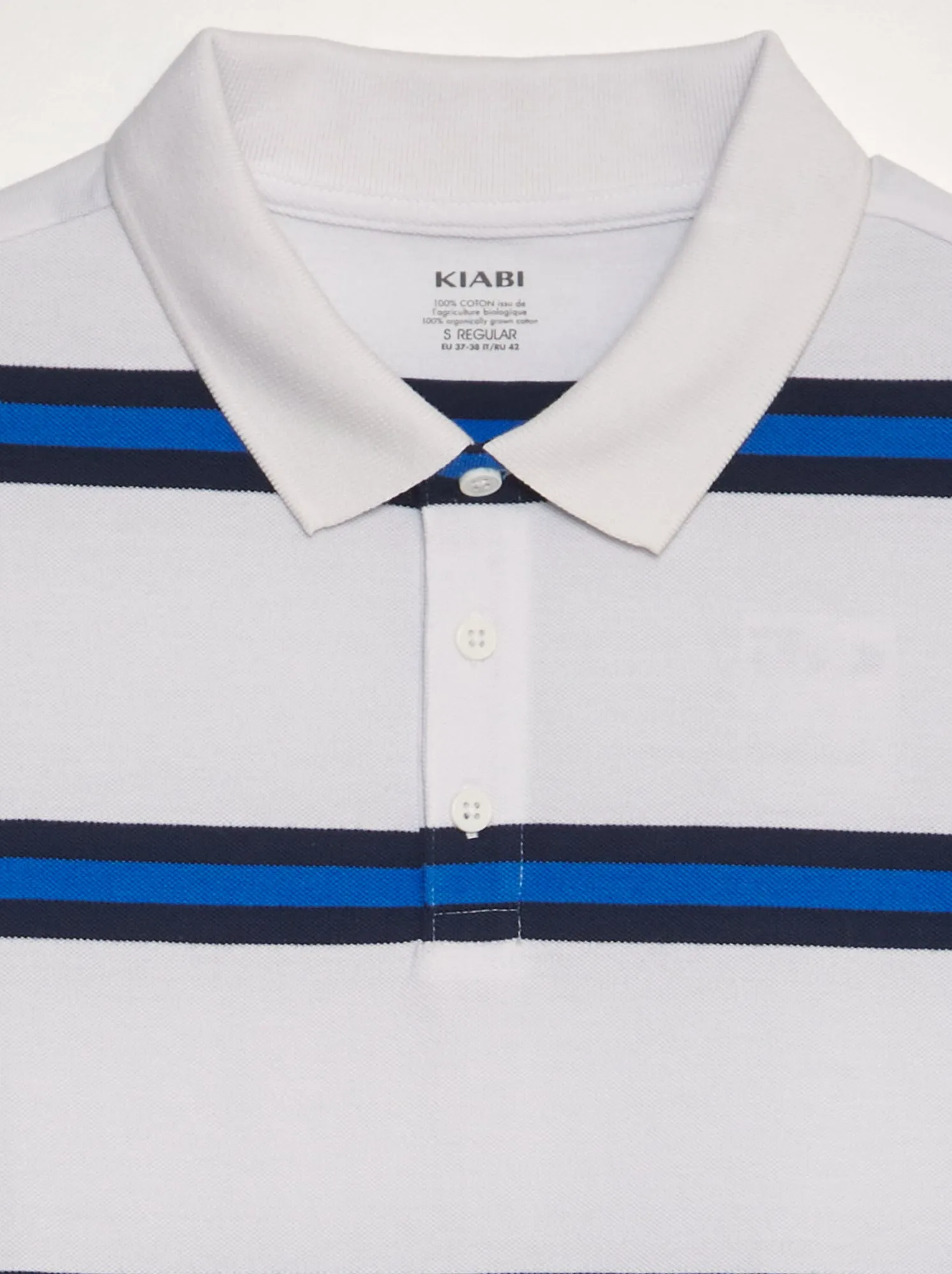 Polo a righe in piqué di cotone - bianco