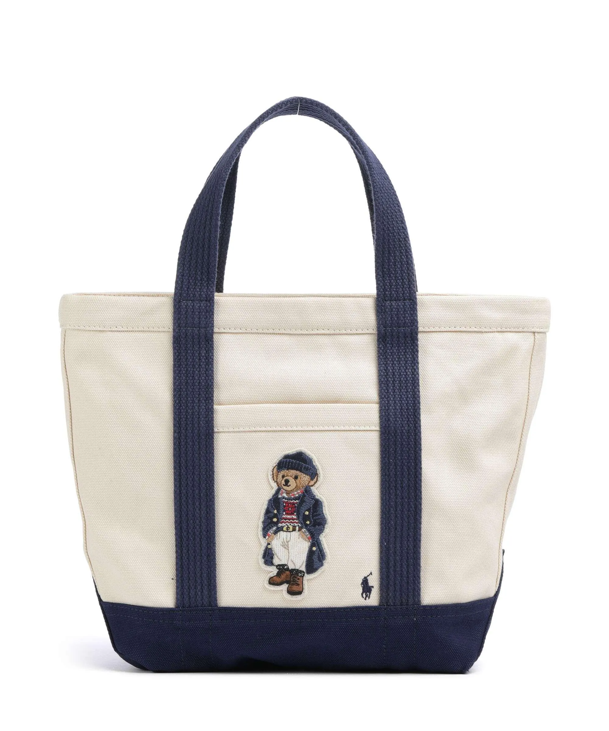  Polo Ralph Lauren Bear Nautical Borsa a mano cotone bianco/blu  
