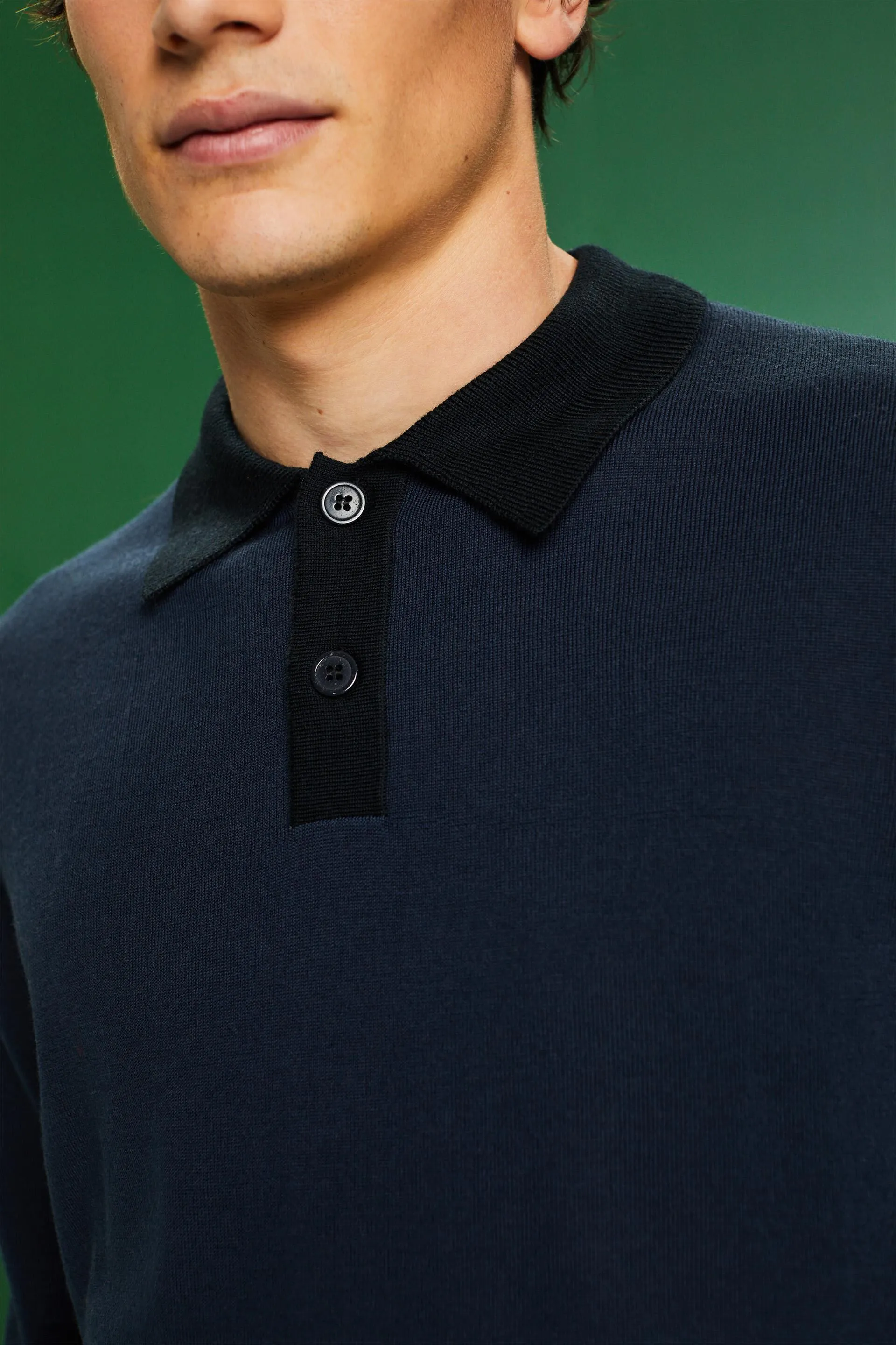 Pullover con colletto stile polo in lana merino