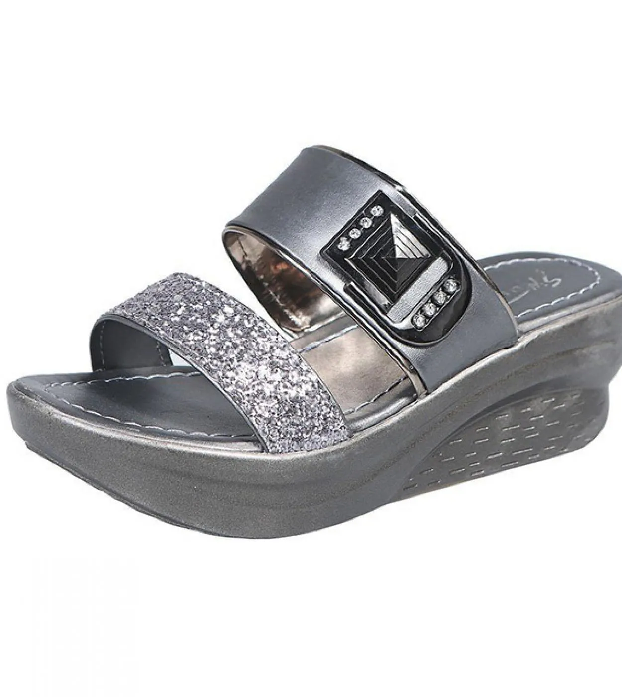 Sandali con plateau con paillettes oro argento donna estate 2023 zeppe antiscivolo pantofole da spiaggia sandali con fondo spess
