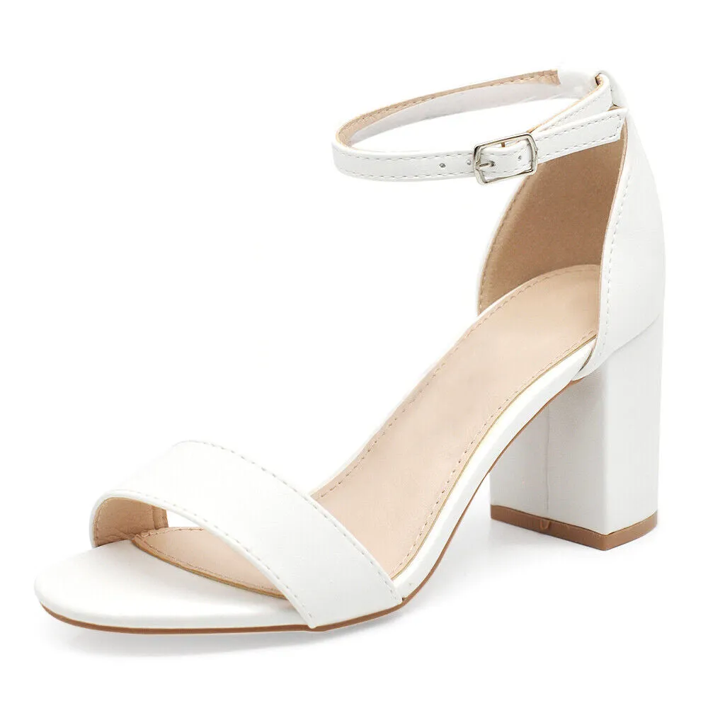 Scarpe Donna Sandali Tacco Medio Grosso Con Cinturino Da Sera B-279