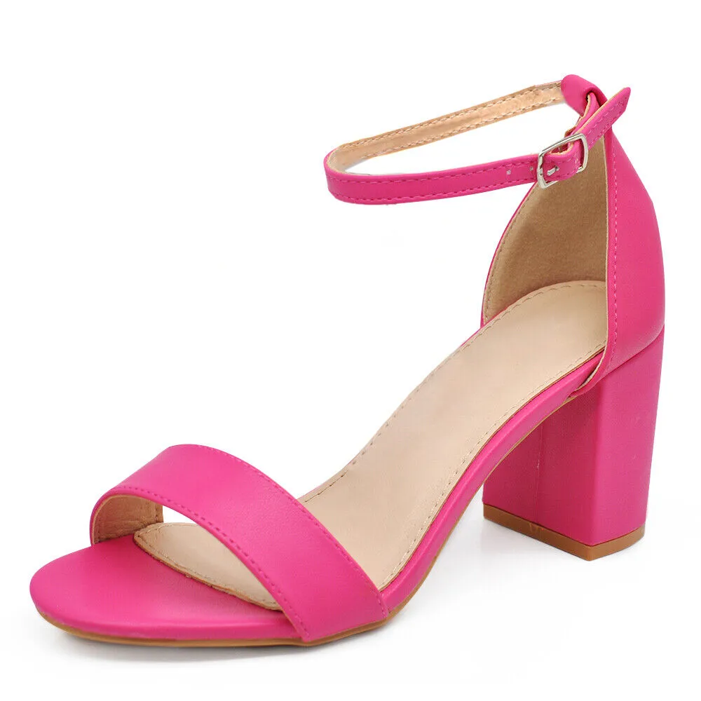 Scarpe Donna Sandali Tacco Medio Grosso Con Cinturino Da Sera B-279