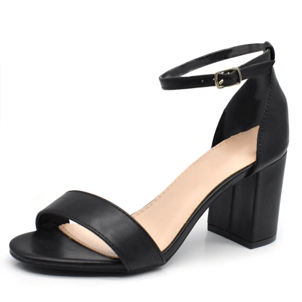 Scarpe Donna Sandali Tacco Medio Grosso Con Cinturino Da Sera B-279