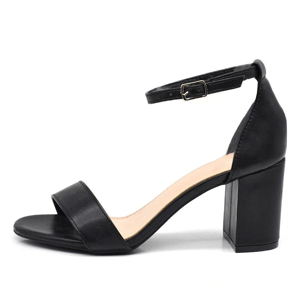 Scarpe Donna Sandali Tacco Medio Grosso Con Cinturino Da Sera B-279