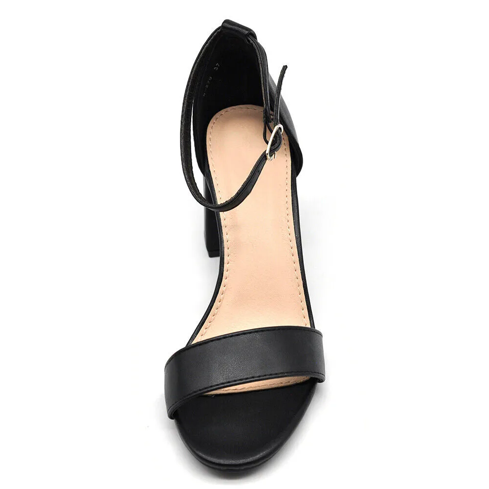 Scarpe Donna Sandali Tacco Medio Grosso Con Cinturino Da Sera B-279