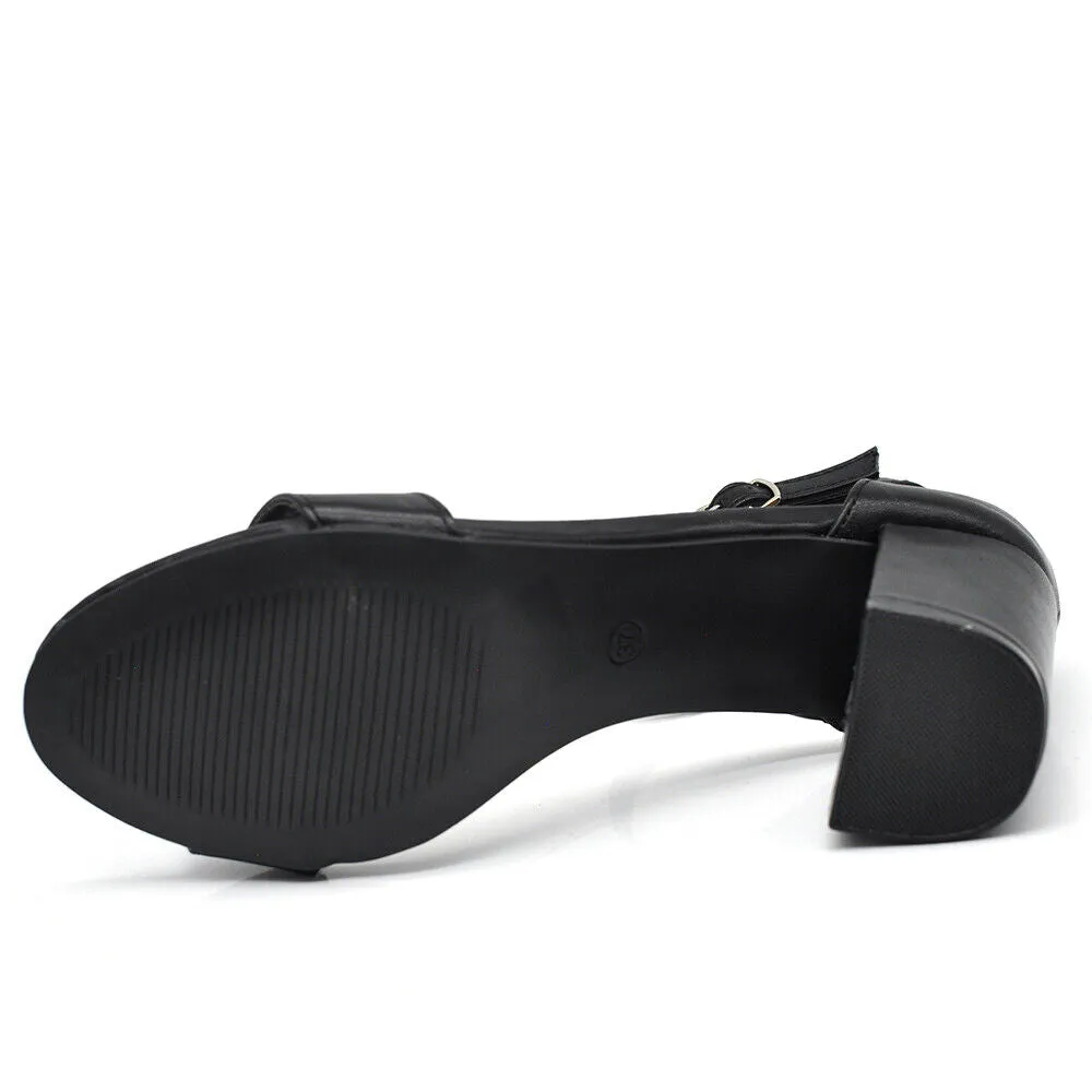 Scarpe Donna Sandali Tacco Medio Grosso Con Cinturino Da Sera B-279