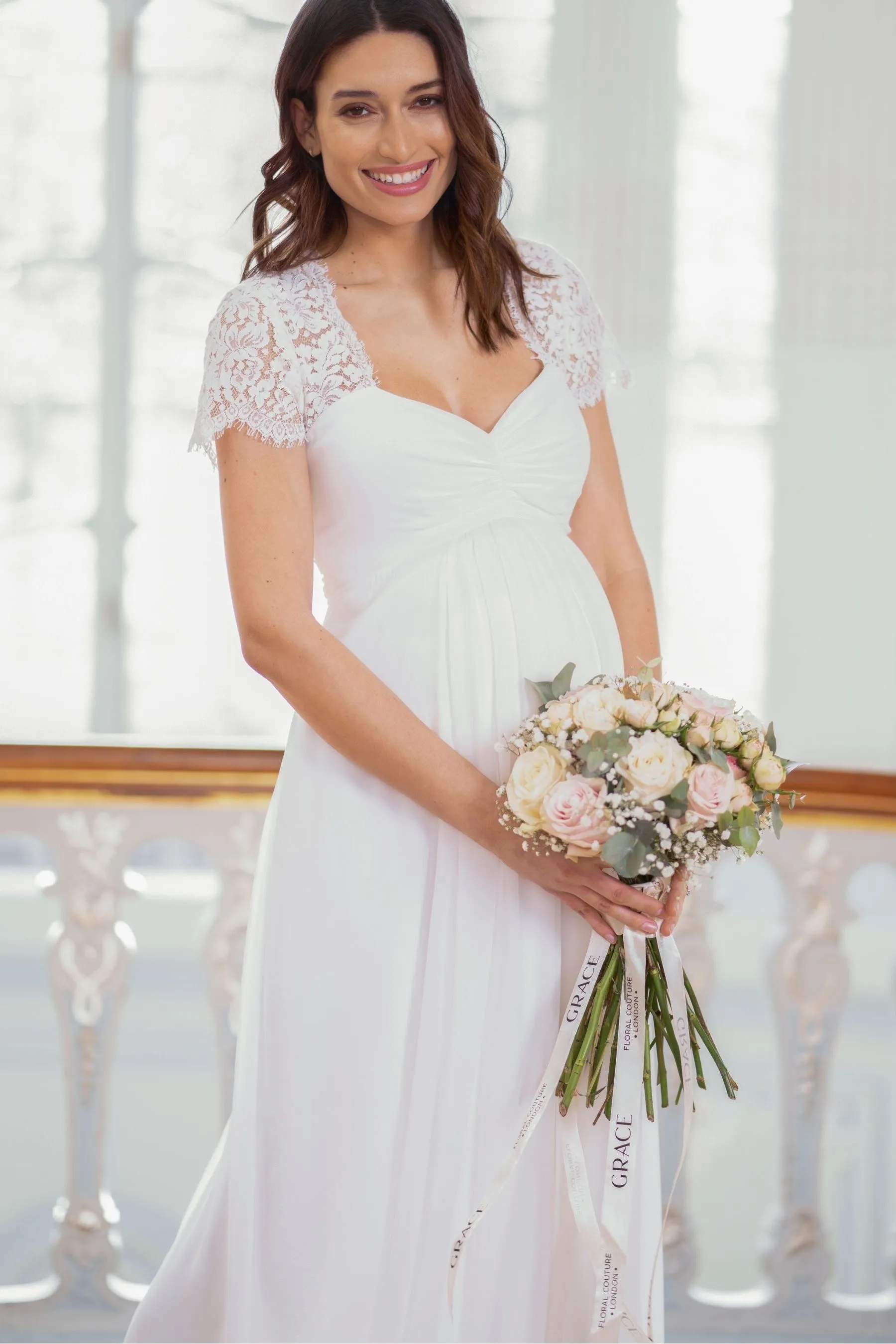 Seraphine Pizzo e Bianco in chiffon - Abito premaman