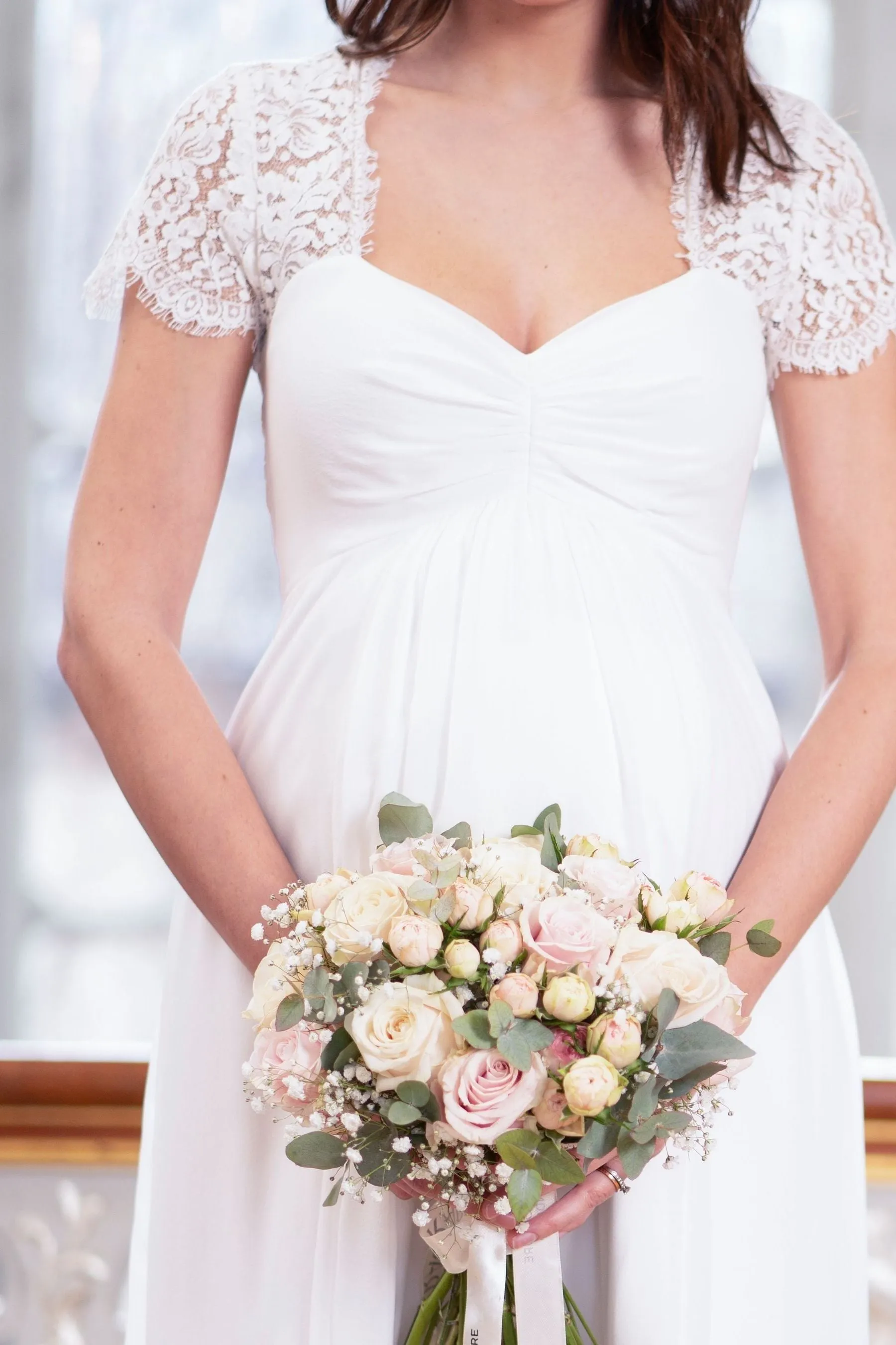 Seraphine Pizzo e Bianco in chiffon - Abito premaman
