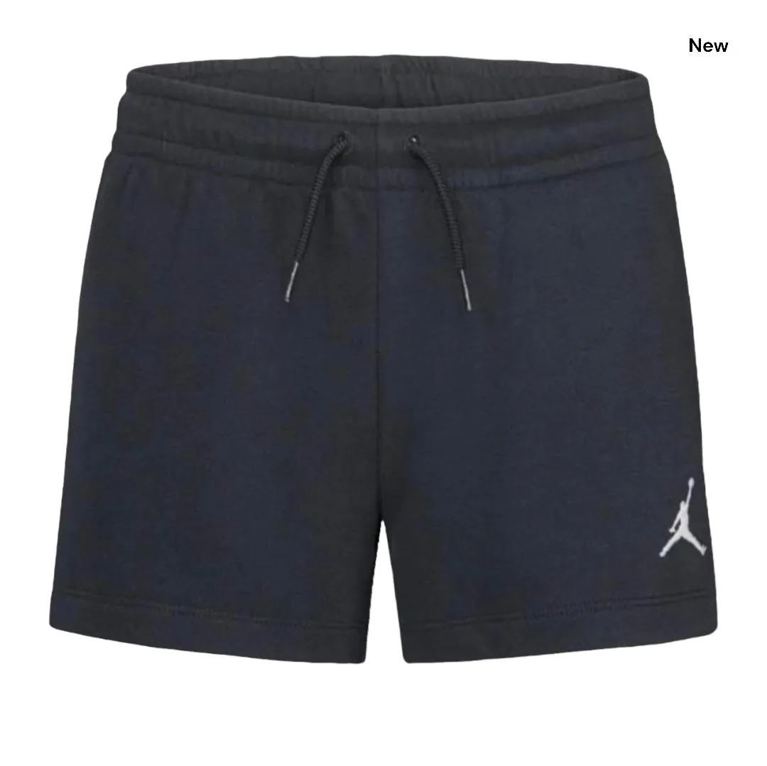 Short nero in felpa con logo per bambina