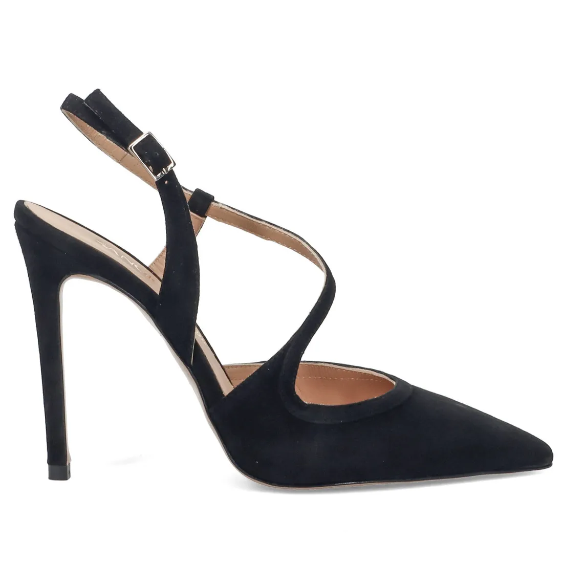 Slingback eleganti Sangiorgio in camoscio nero con tacco alto