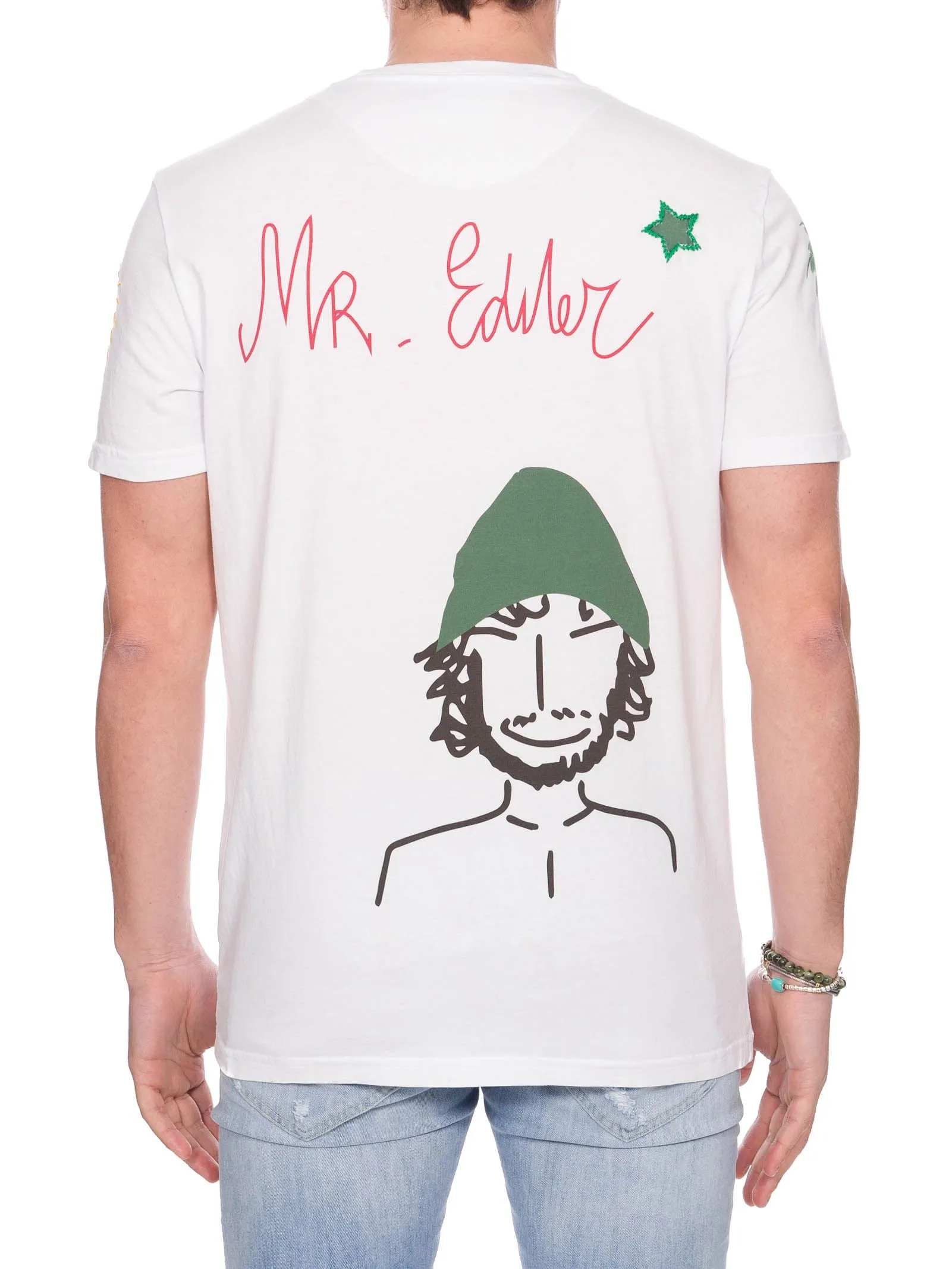 T-SHIRT BIANCA IN COTONE CON STAMPE E RICAMI