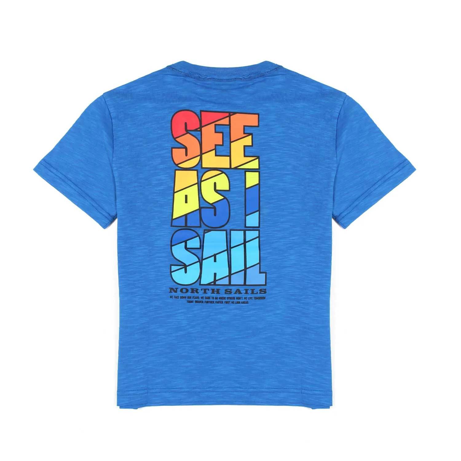 T-Shirt Blu Indaco Con Stampe Multicolor