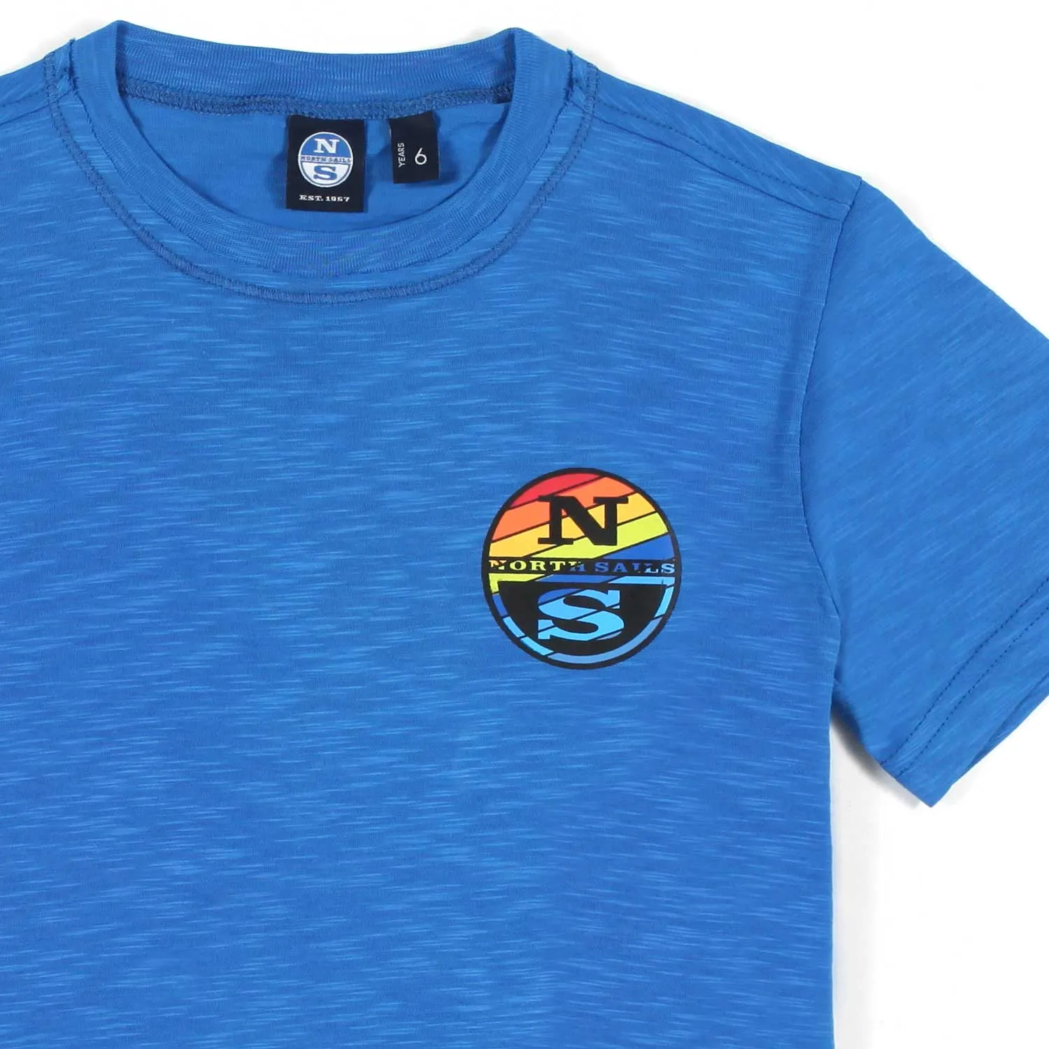 T-Shirt Blu Indaco Con Stampe Multicolor