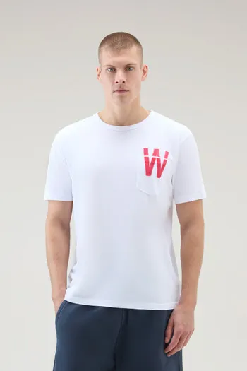 T-shirt in puro cotone con taschino                                                                                             