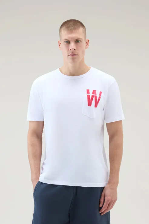 T-shirt in puro cotone con taschino                                                                                             