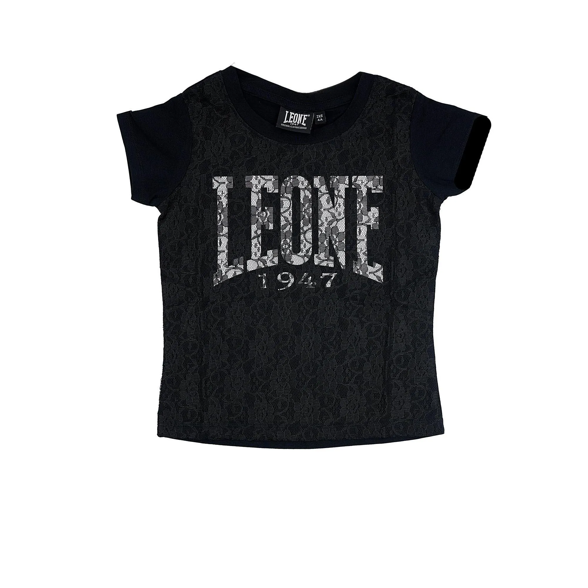 T-shirt Leone bambina con maniche corte e pizzo Pink Girl