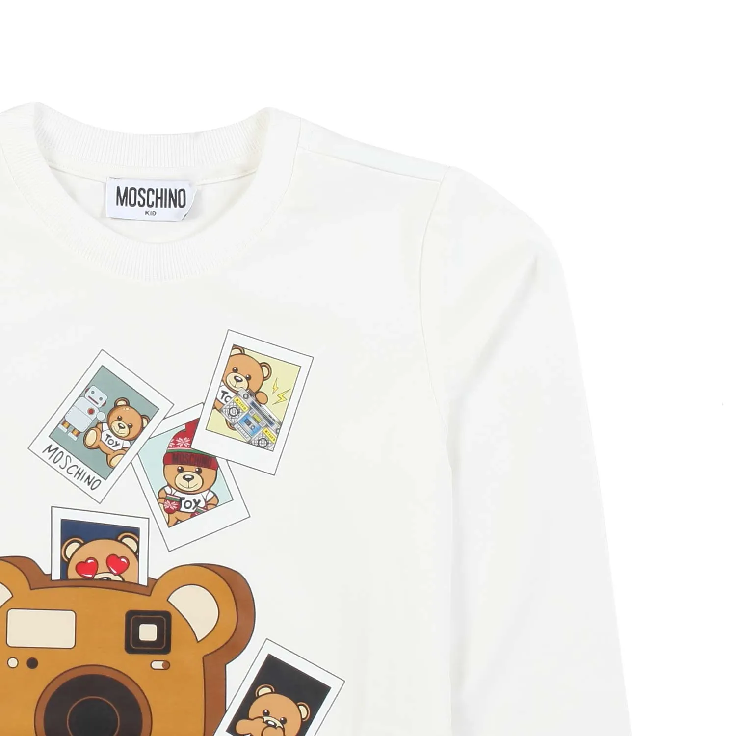 T-Shirt Manica Lunga Bianca Con Stampe Teddy Bear