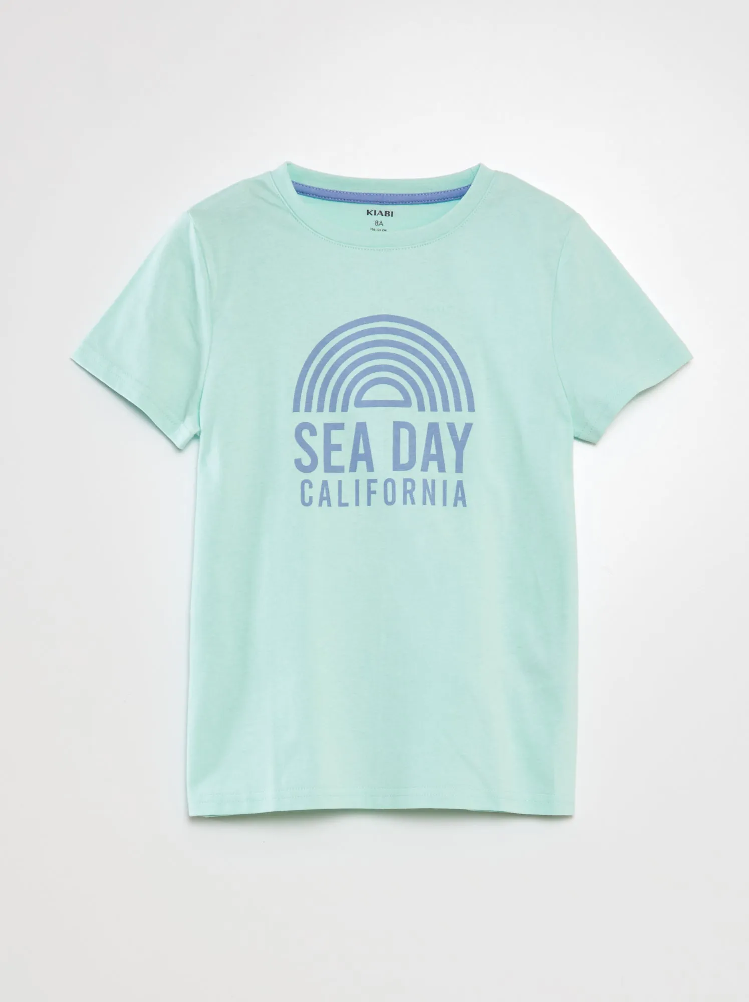 T-shirt scollo tondo in cotone - VERDE