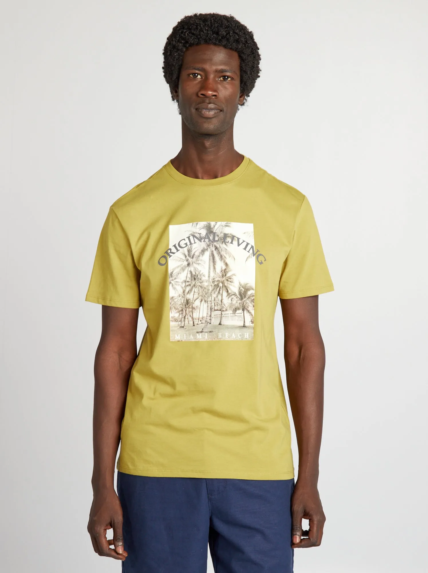T-shirt stampata a maniche corte - KAKI