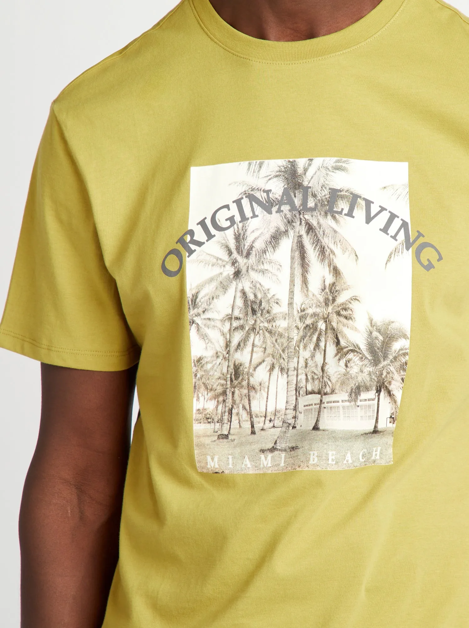 T-shirt stampata a maniche corte - KAKI