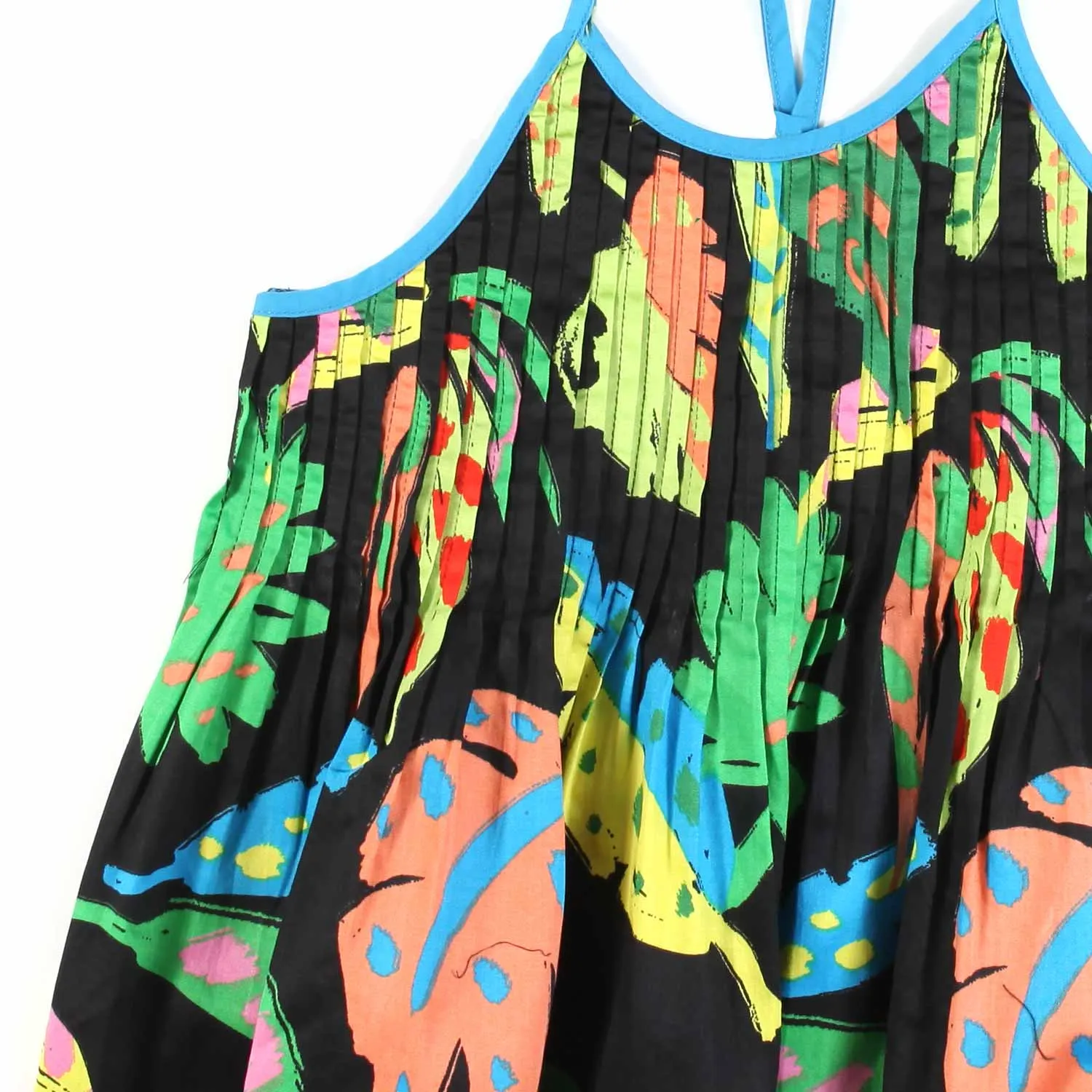 Top Blusa Nero Con Stampe Multicolor