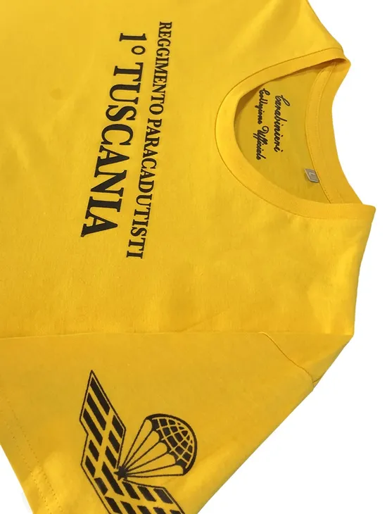 Tuscania T-shirt Gialla Stampe Flock 100co