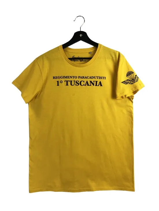 Tuscania T-shirt Gialla Stampe Flock 100co