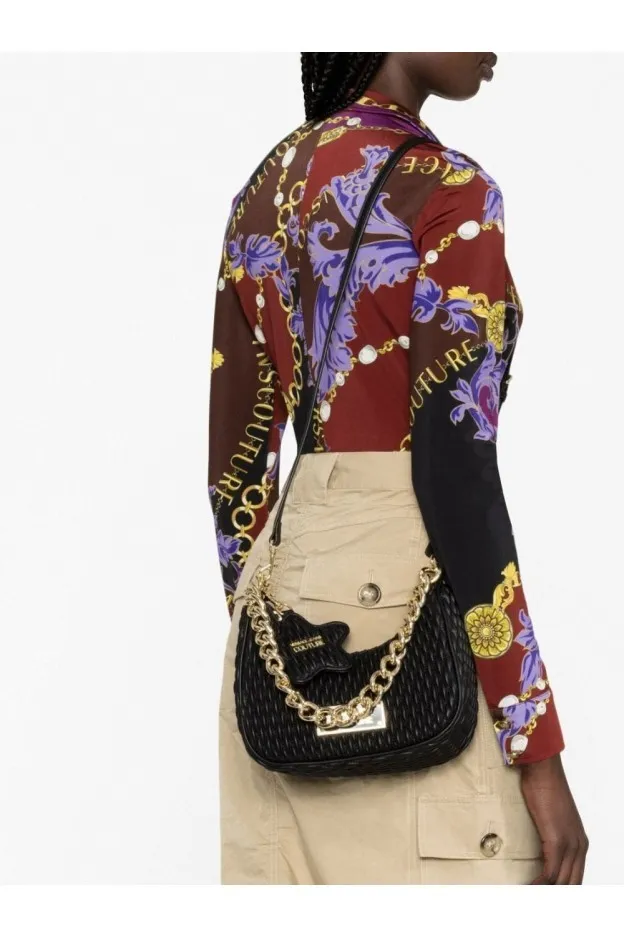 Versace Jeans Couture Borsa a spalla trapuntata con placca logo